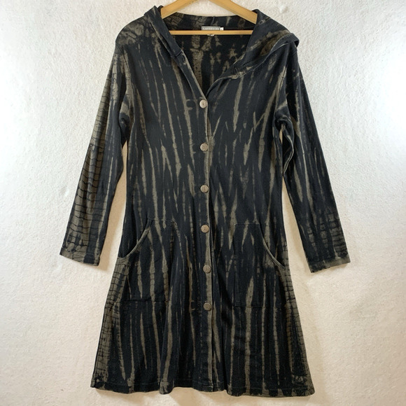 Earthbound Women Longline Button Hoodie Jacket Sz S Boho Grunge Witchy Festival - Picture 1 of 10